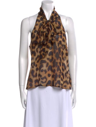 L'Agence Silk Animal Print Top