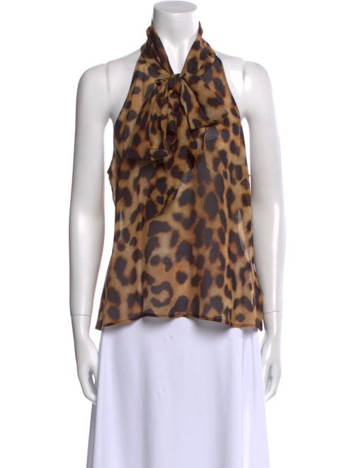 L'Agence Silk Animal Print Top