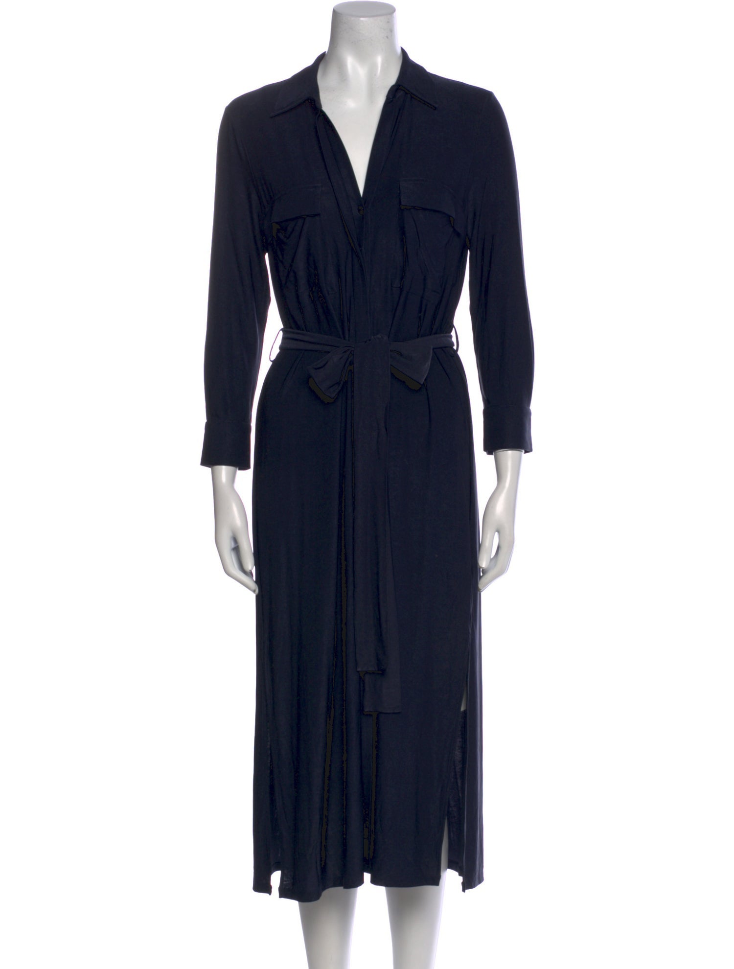 L'Agence V-Neck Midi Length Dress