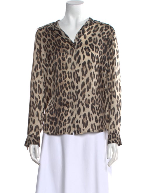 L'Agence Animal Print Long Sleeve Top