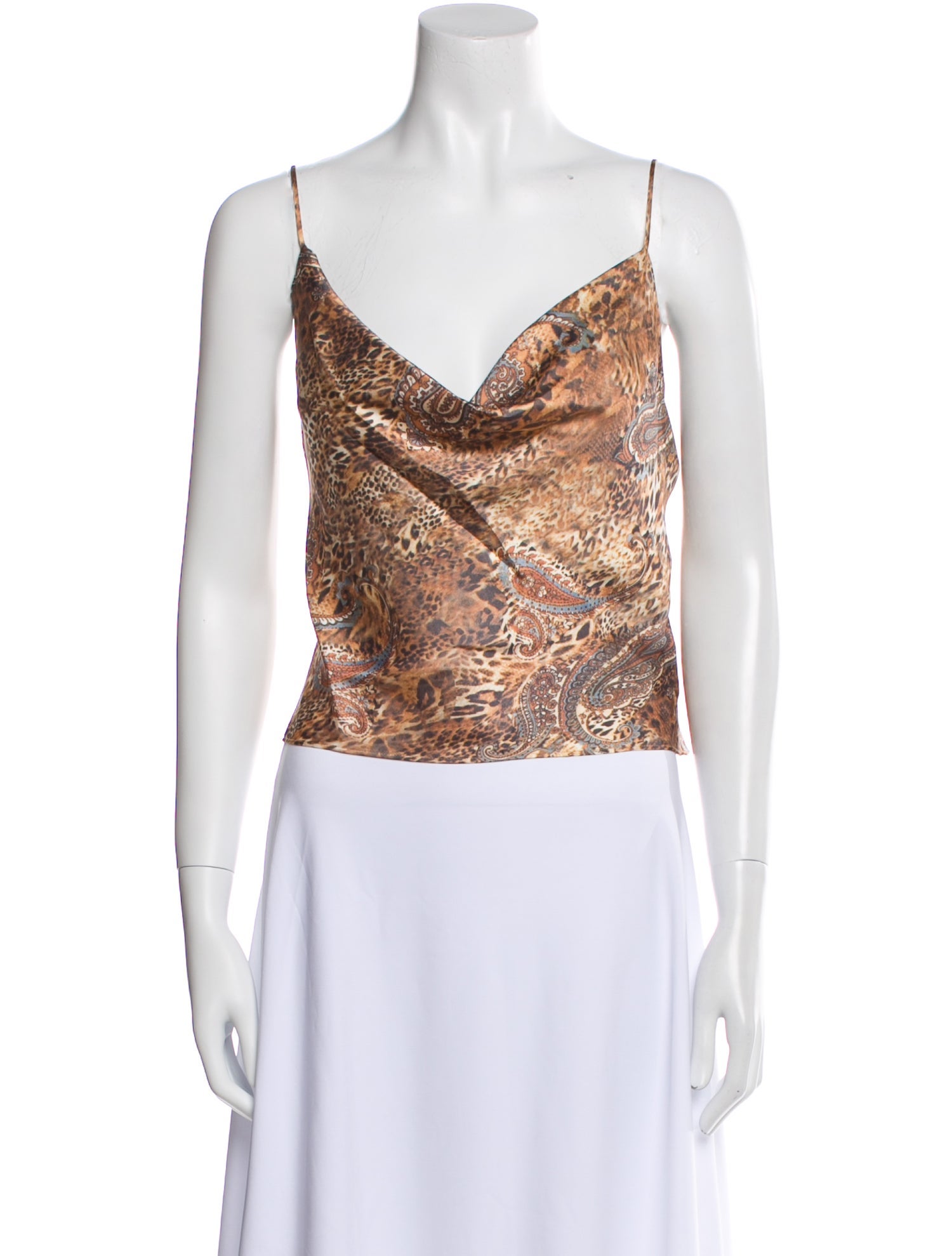L'Agence Printed Cowl Neck Crop Top w/ Tags