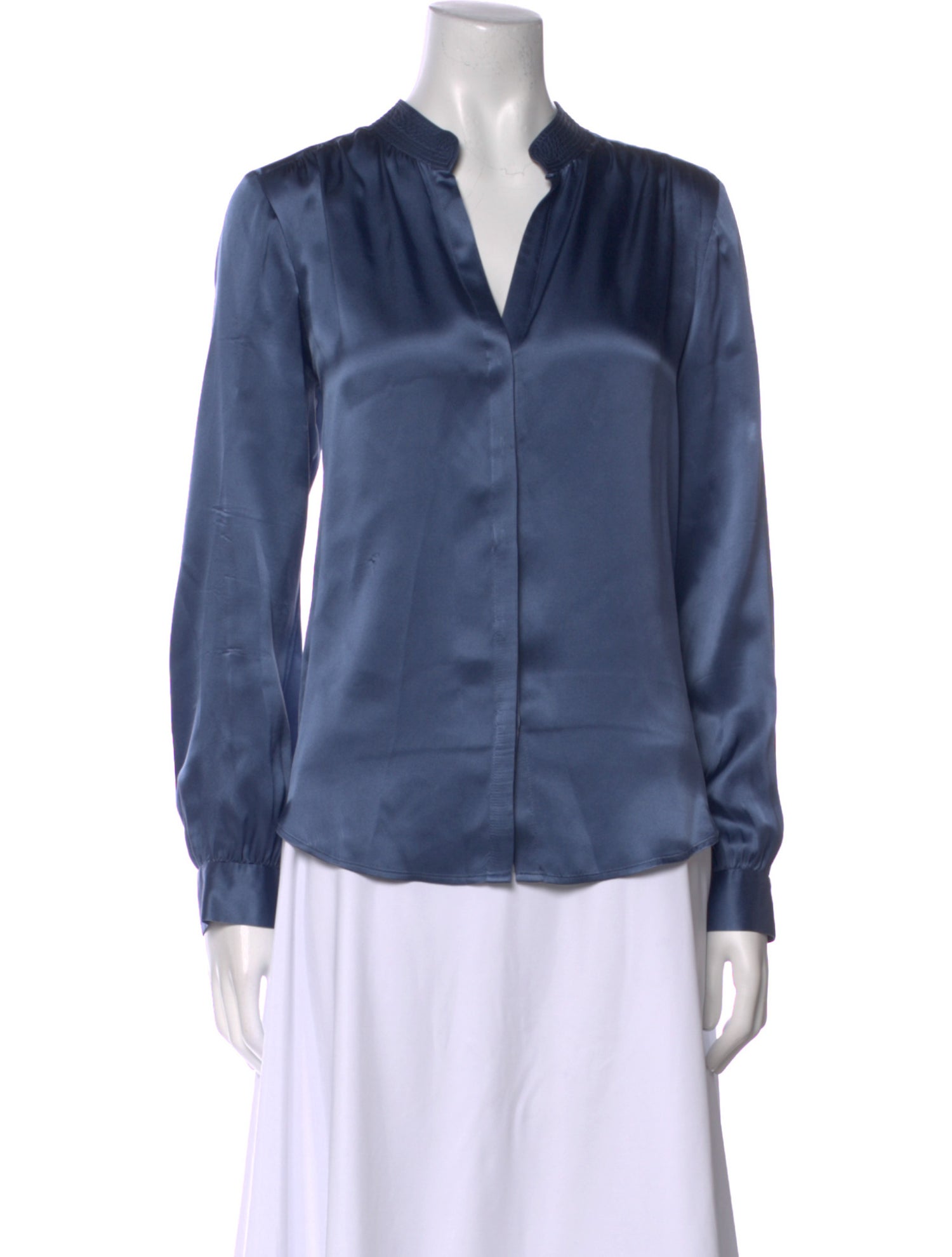 L'Agence Silk V-Neck Button-Up Top