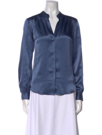 L'Agence Silk V-Neck Button-Up Top