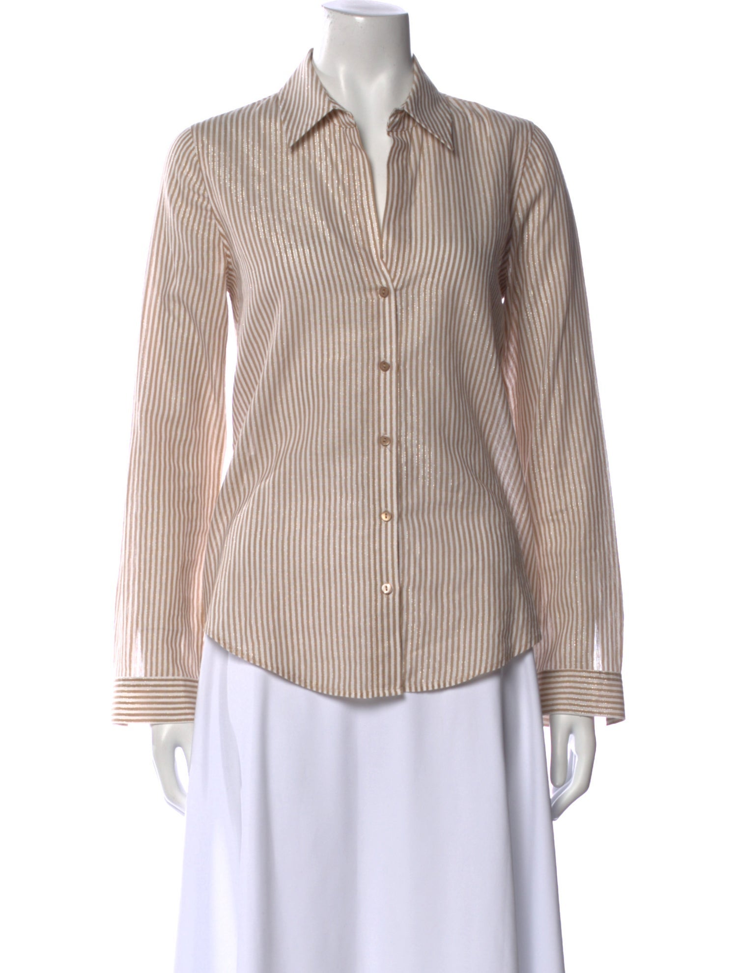 L'Agence Striped Long Sleeve Button-Up Top