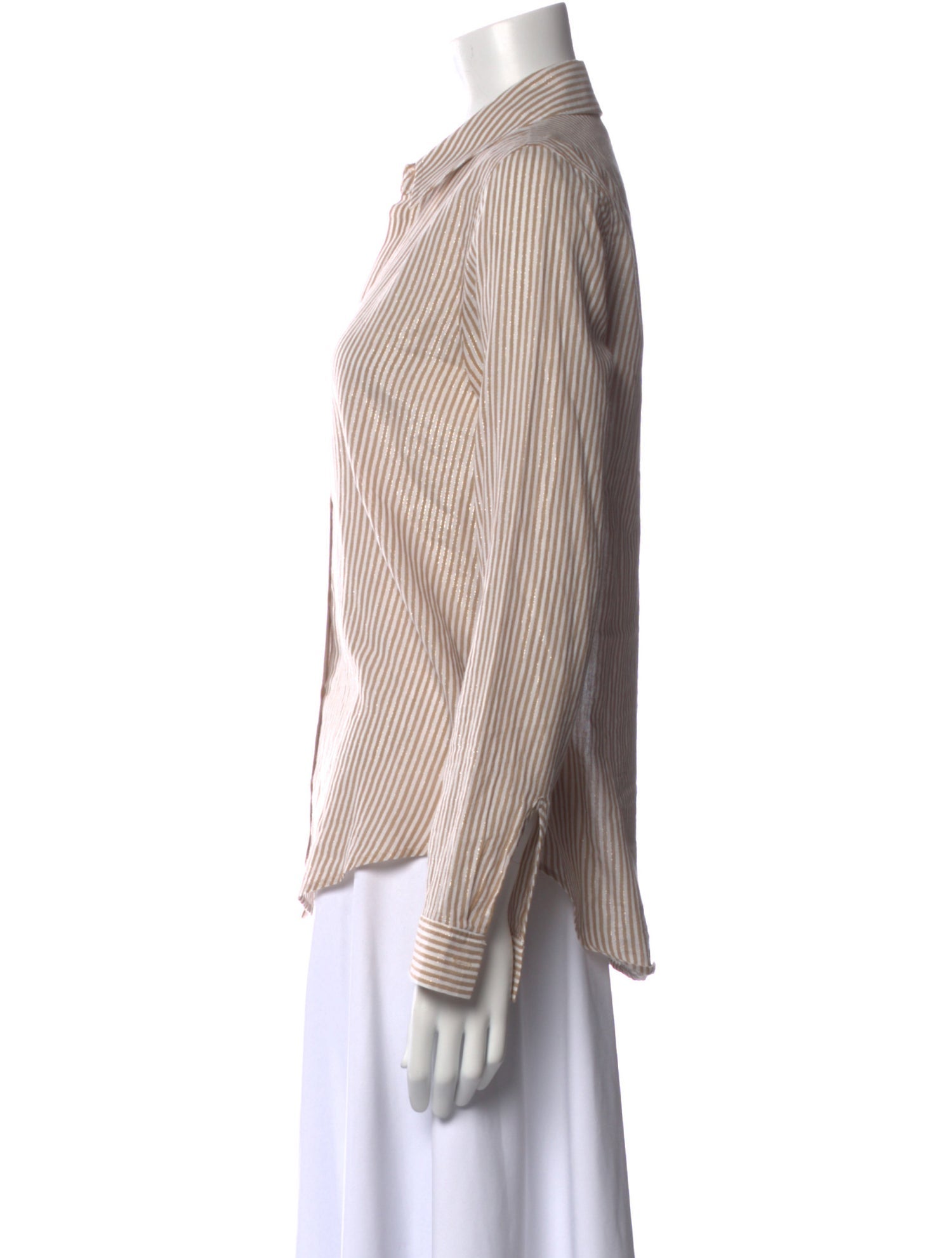 L'Agence Striped Long Sleeve Button-Up Top