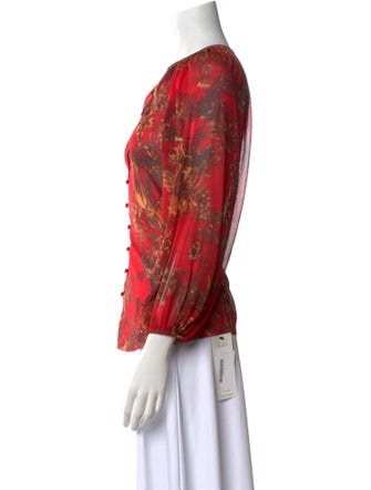 L'Agence Floral Print V-Neck Blouse