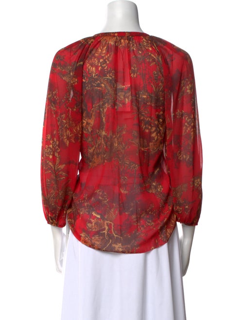 L'Agence Floral Print V-Neck Blouse