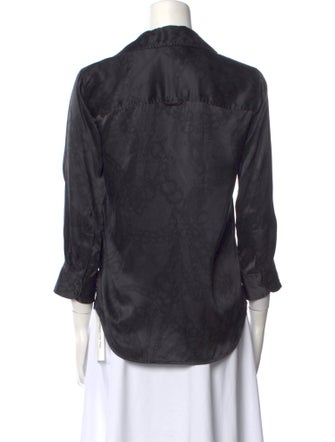 L'Agence Silk Three-Quarter Sleeve Button-Up Top