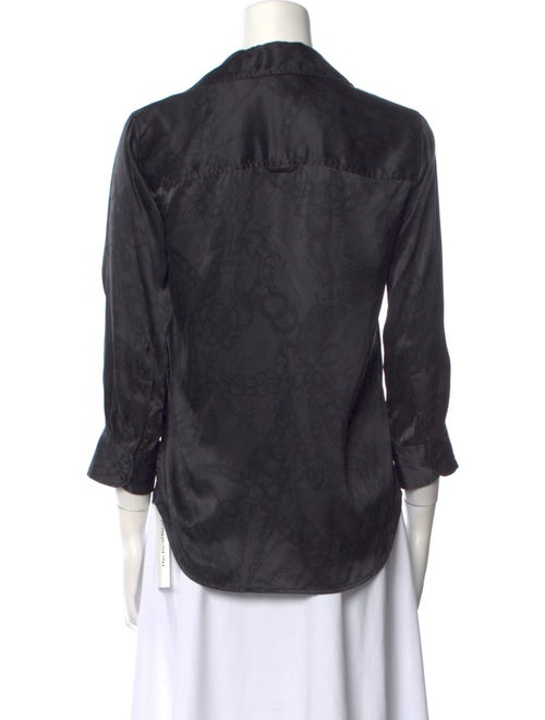 L'Agence Silk Three-Quarter Sleeve Button-Up Top