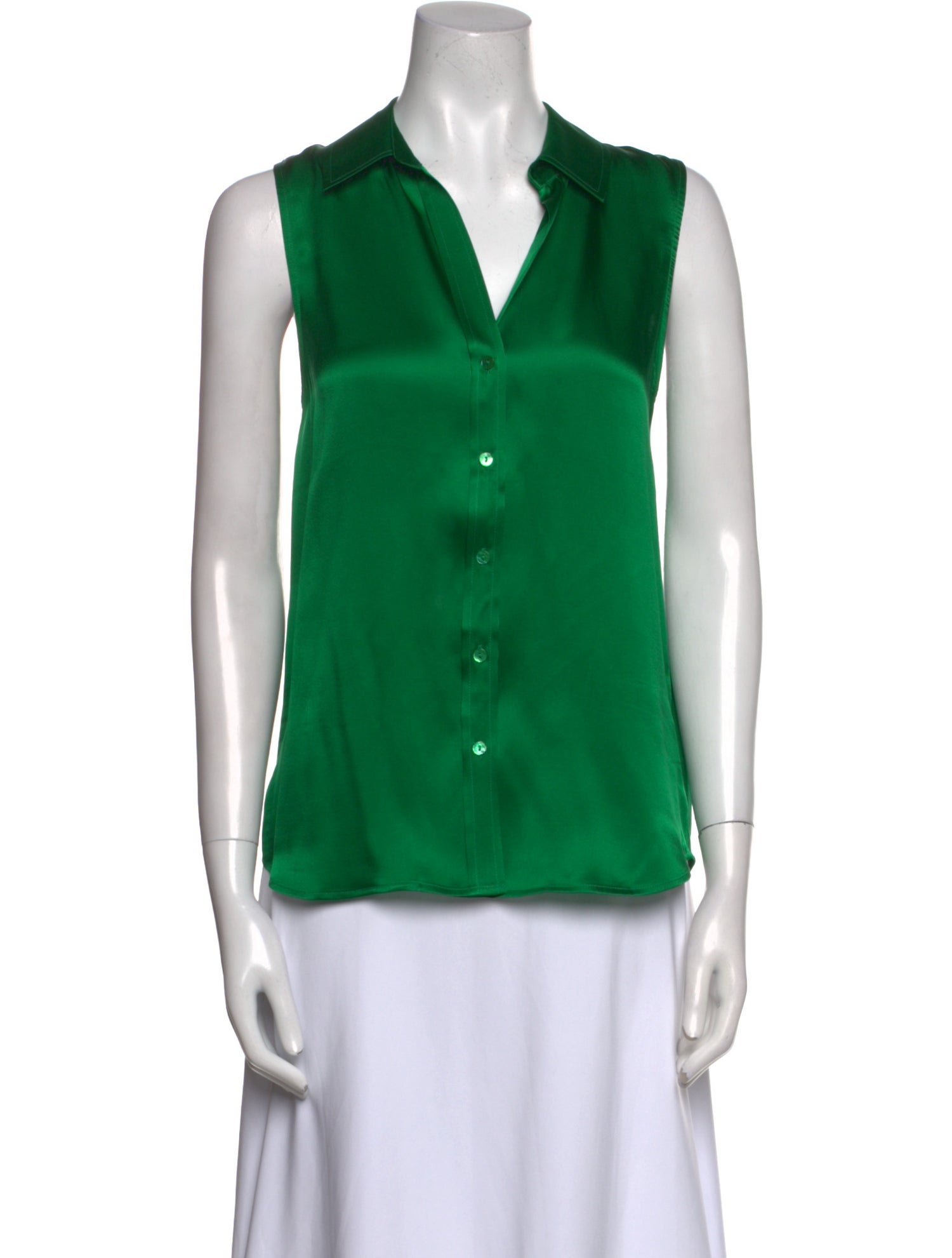 L'Agence Silk V-Neck Button-Up Top