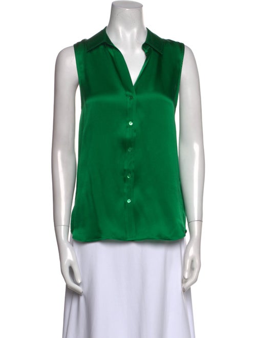 L'Agence Silk V-Neck Button-Up Top