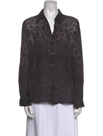 L'Agence Silk Animal Print Button-Up Top
