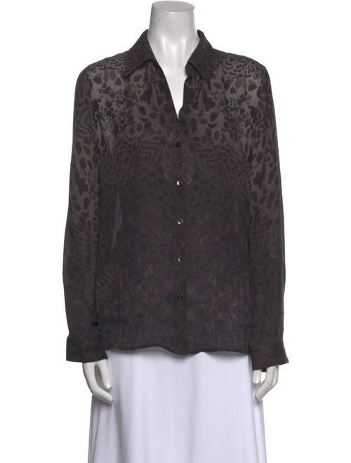 L'Agence Silk Animal Print Button-Up Top