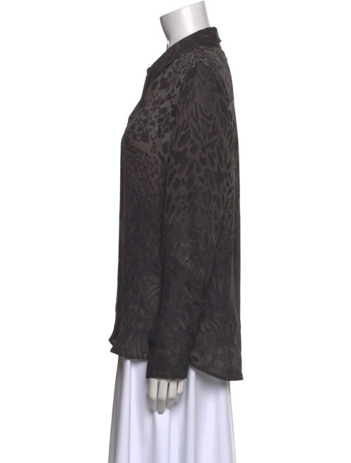 L'Agence Silk Animal Print Button-Up Top