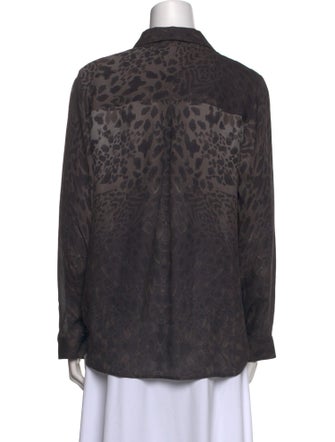 L'Agence Silk Animal Print Button-Up Top