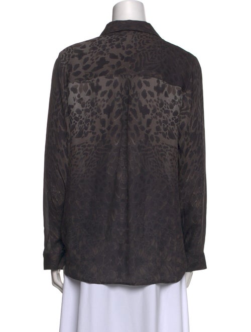 L'Agence Silk Animal Print Button-Up Top