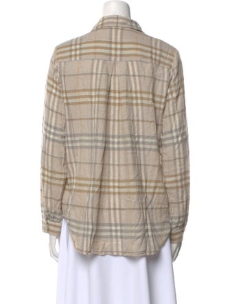 L'Agence Plaid Print Long Sleeve Button-Up Top