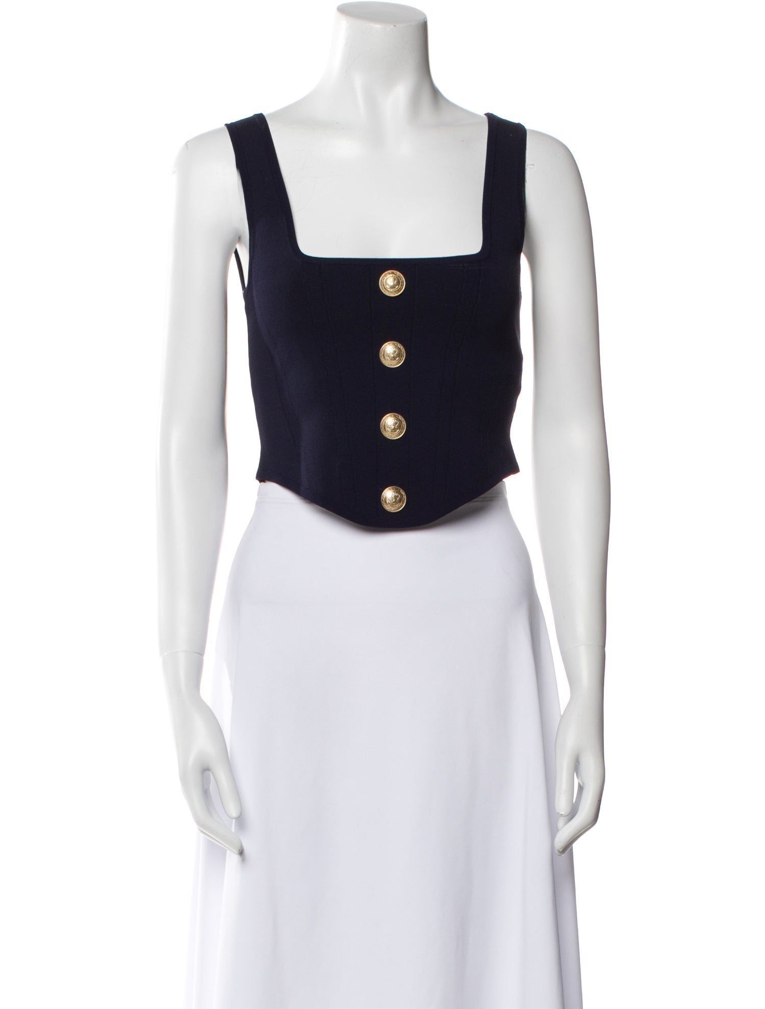 L'Agence Square Neckline Sleeveless Crop Top
