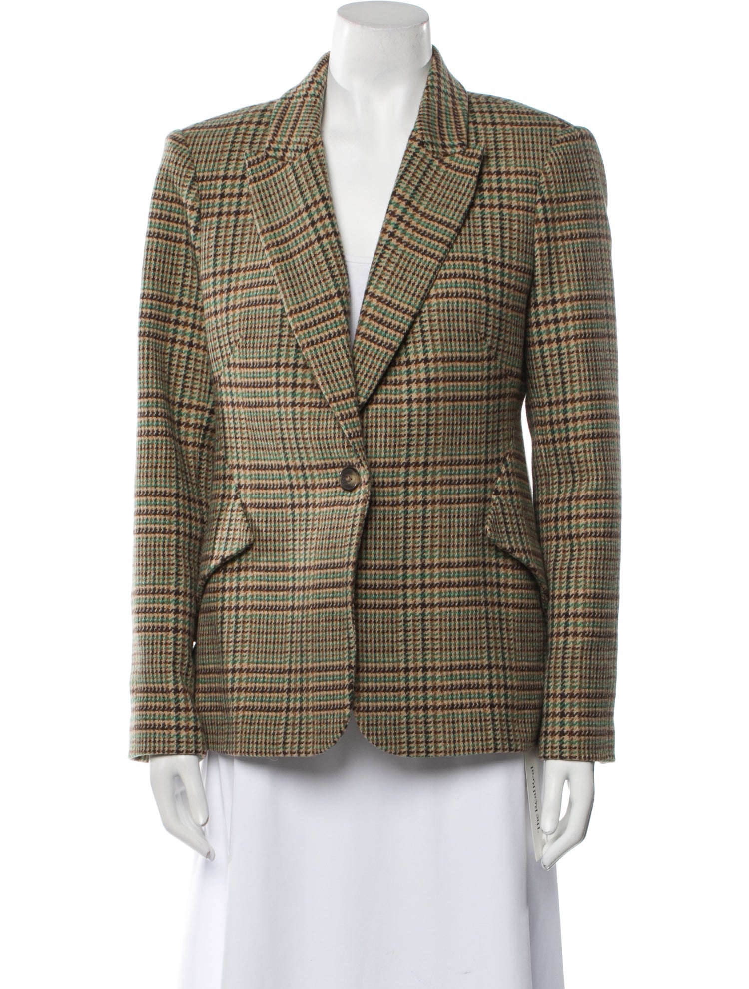 L'Agence Wool Plaid Print Blazer