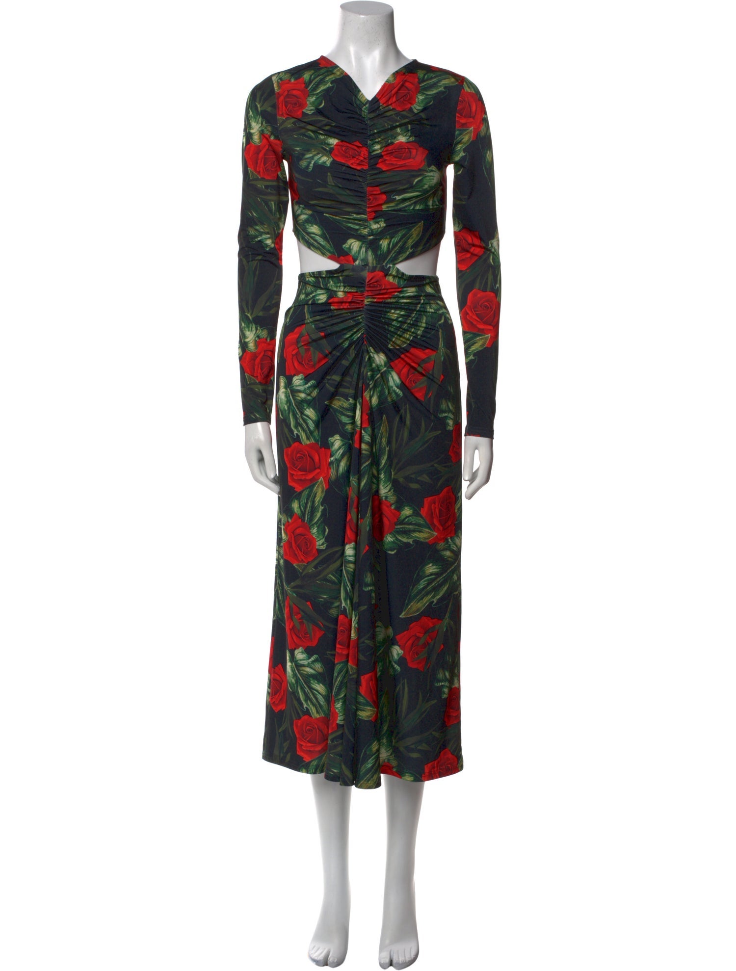 L'Agence Floral Print Midi Length Dress