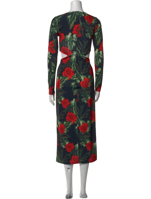 L'Agence Floral Print Midi Length Dress