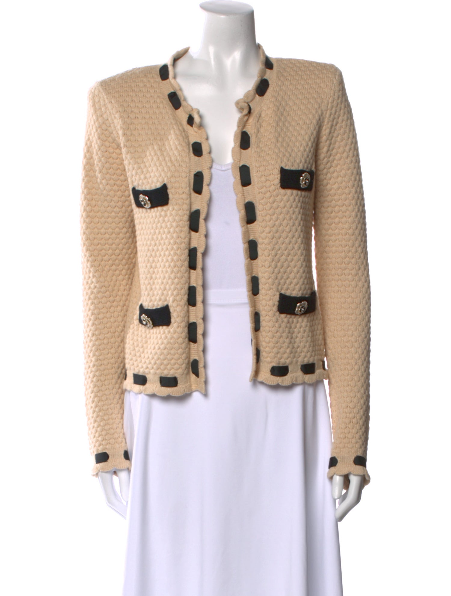 L'Agence Colorblock Pattern Open Front Sweater