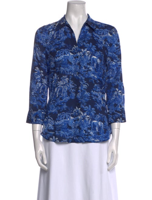 L'Agence Printed V-Neck Blouse
