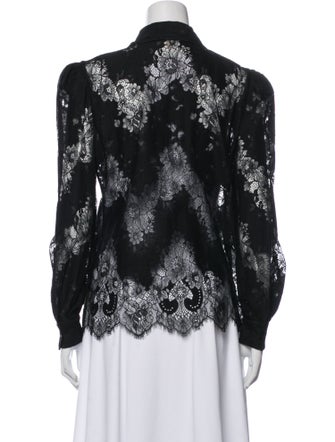 L'Agence Lace Pattern Long Sleeve Button-Up Top
