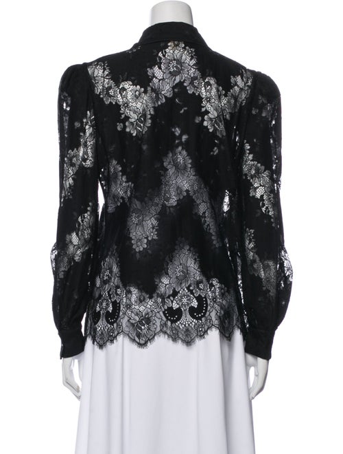L'Agence Lace Pattern Long Sleeve Button-Up Top