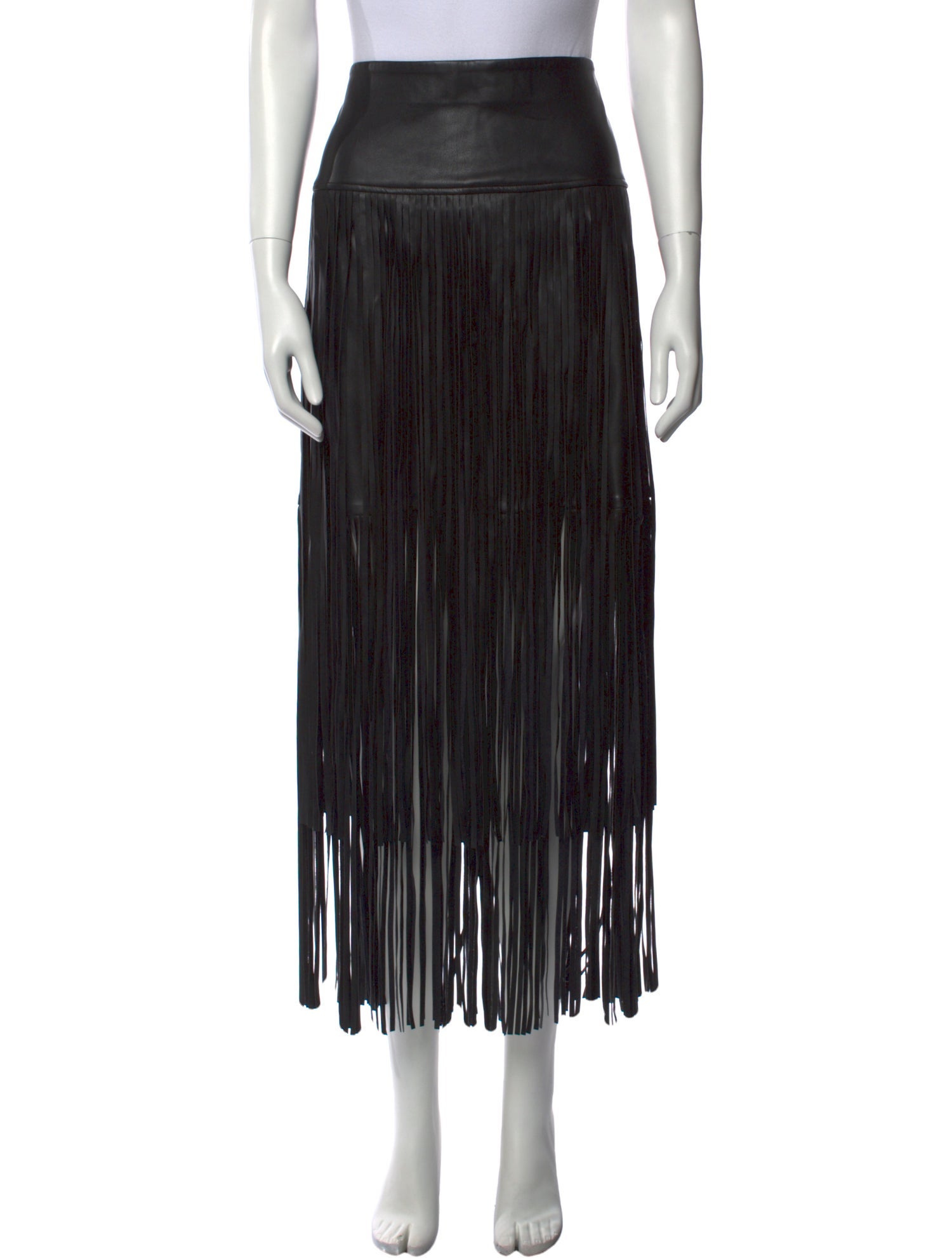 L'Agence Faux Leather Midi Length Skirt