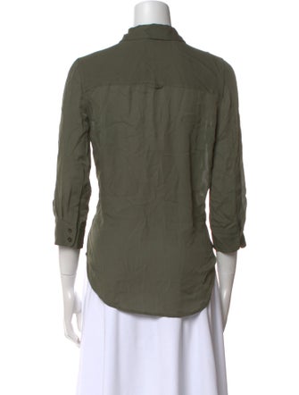 L'Agence Silk Three-Quarter Sleeve Button-Up Top
