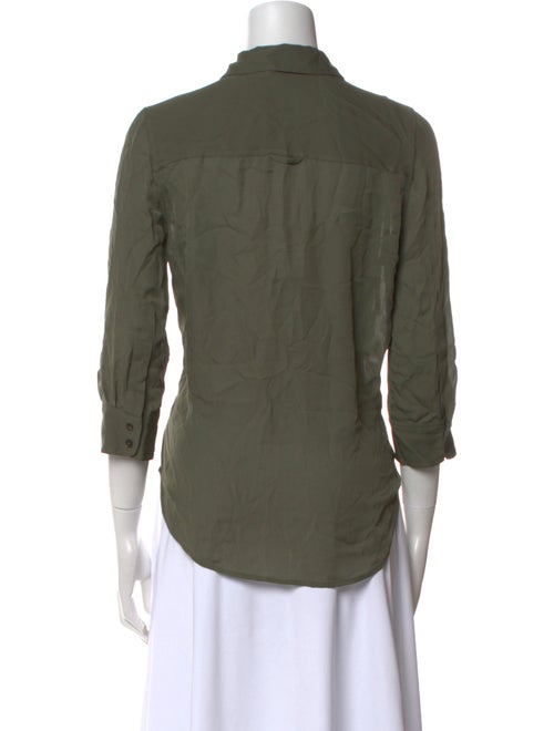 L'Agence Silk Three-Quarter Sleeve Button-Up Top