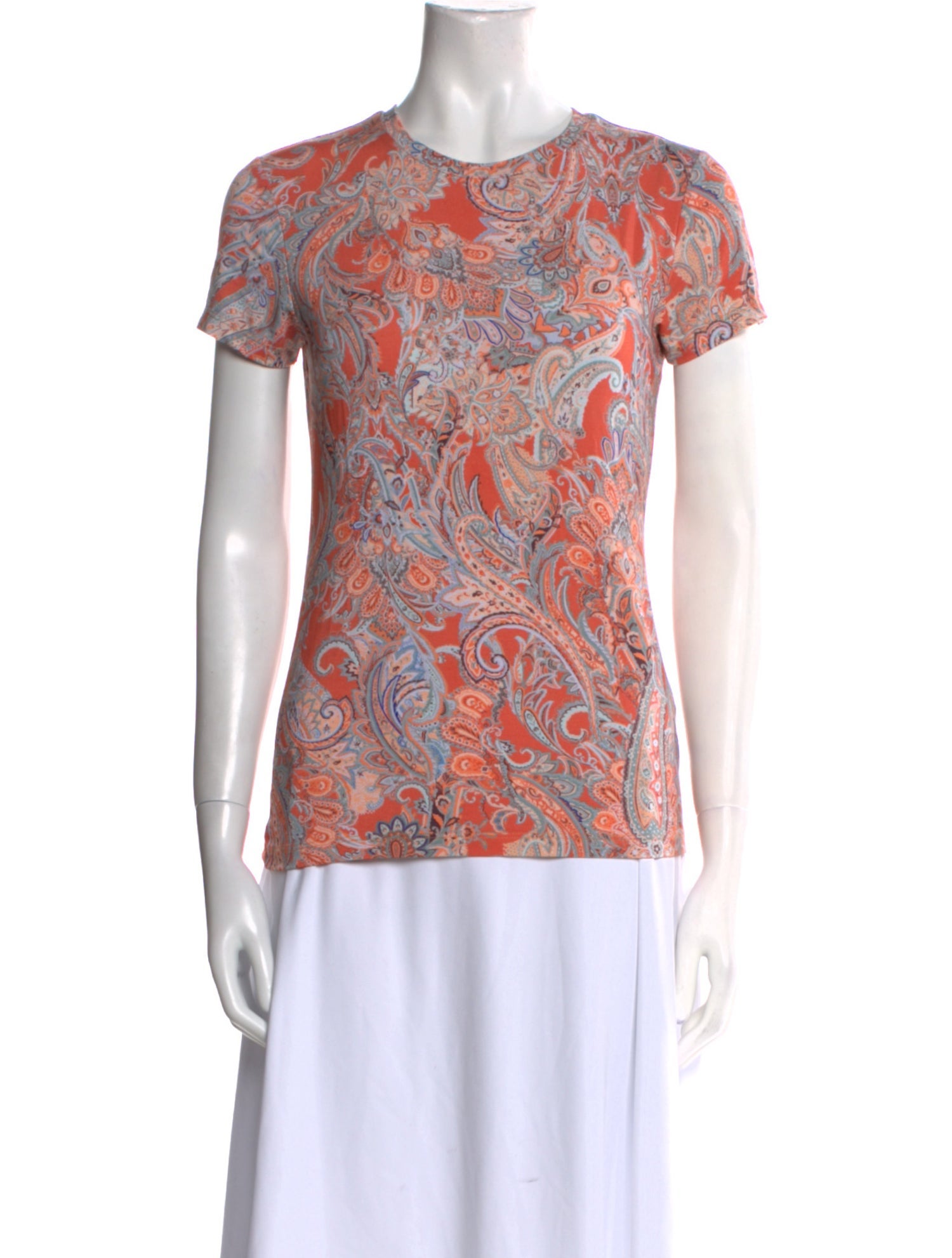L'Agence Paisley Print Crew Neck T-Shirt
