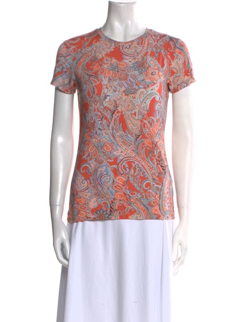 L'Agence Paisley Print Crew Neck T-Shirt