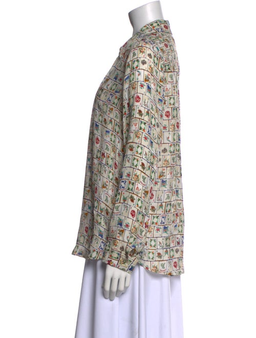 L'Agence Silk Printed Button-Up Top