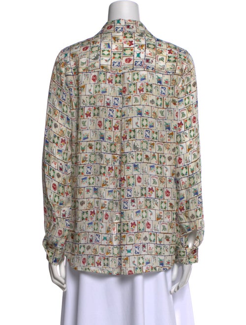 L'Agence Silk Printed Button-Up Top
