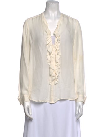 L'Agence Silk V-Neck Blouse