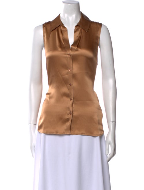 L'Agence Silk V-Neck Button-Up Top