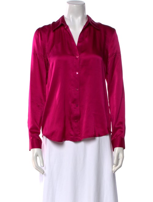 L'Agence Silk Long Sleeve Button-Up Top