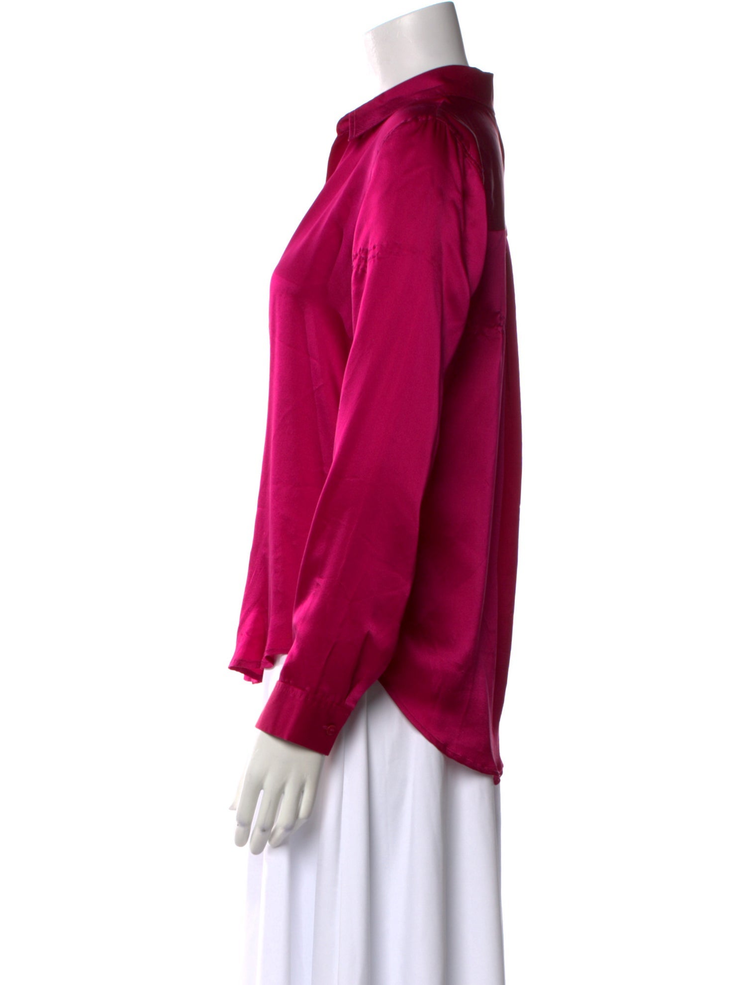 L'Agence Silk Long Sleeve Button-Up Top