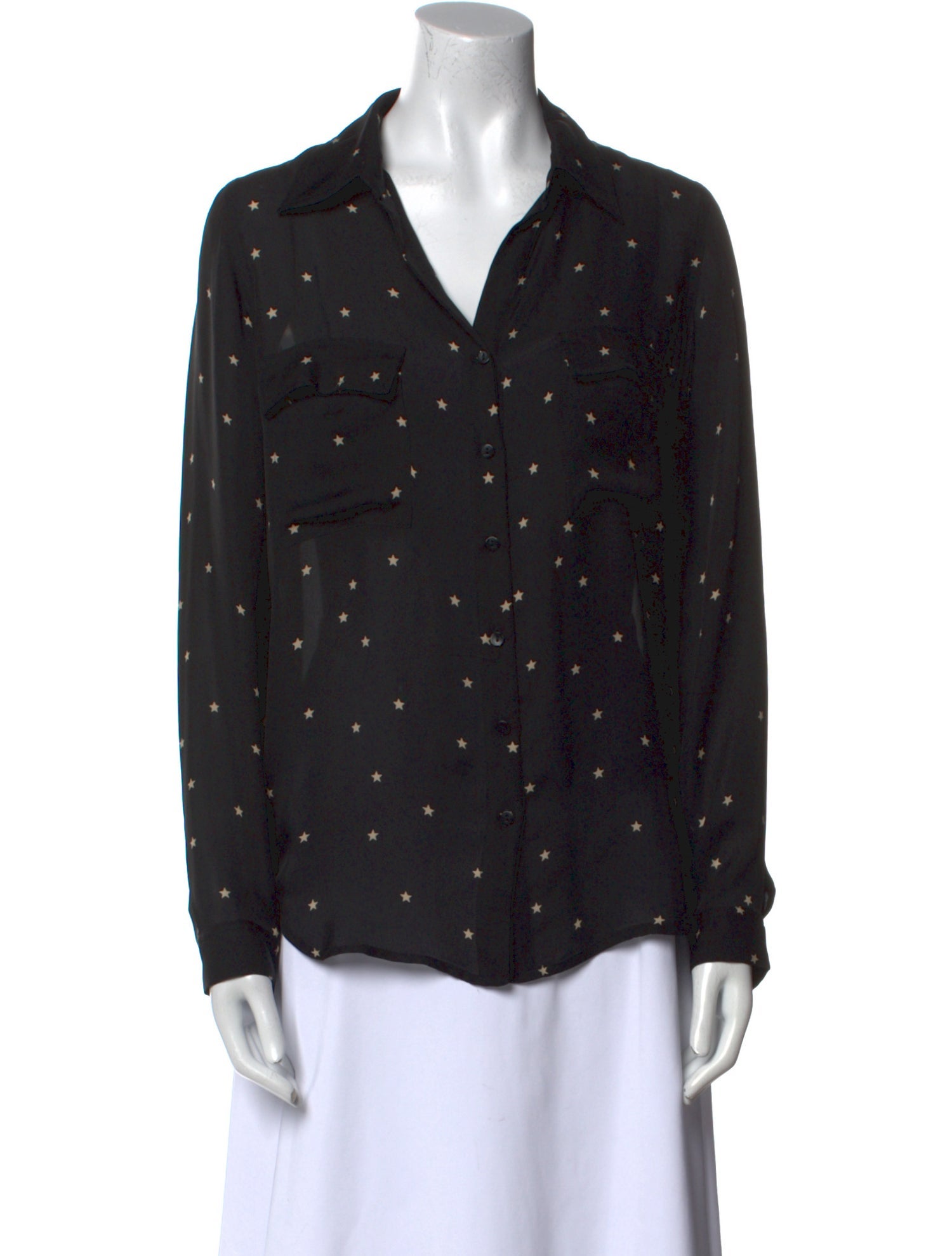 L'Agence Silk Printed Button-Up Top