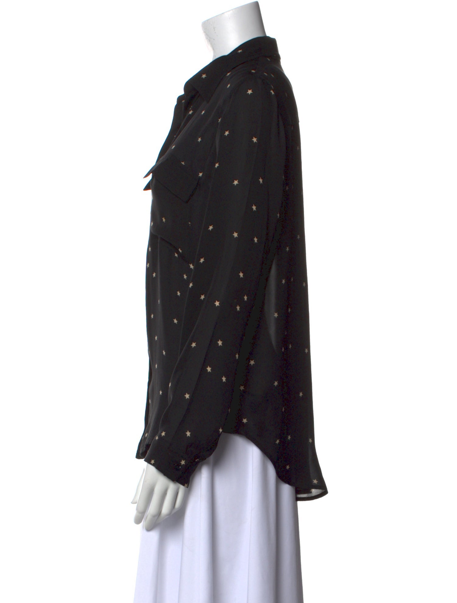 L'Agence Silk Printed Button-Up Top