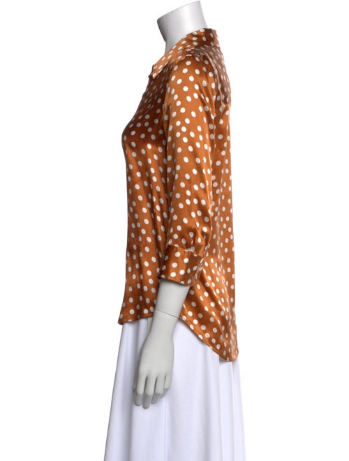 L'Agence Silk Polka Dot Print Button-Up Top