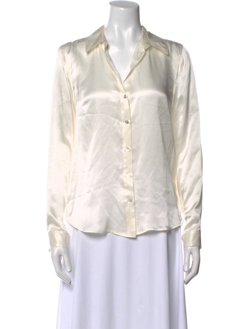 L'Agence Silk V-Neck Button-Up Top
