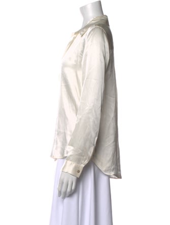 L'Agence Silk V-Neck Button-Up Top