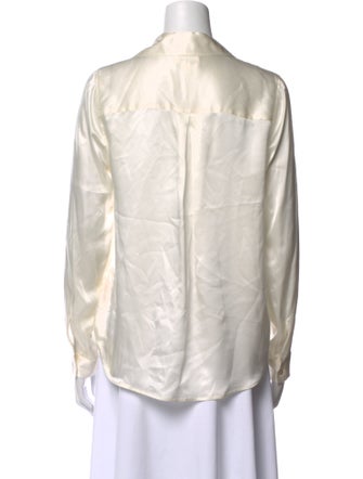 L'Agence Silk V-Neck Button-Up Top