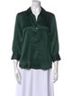 L'Agence Silk Three-Quarter Sleeve Button-Up Top