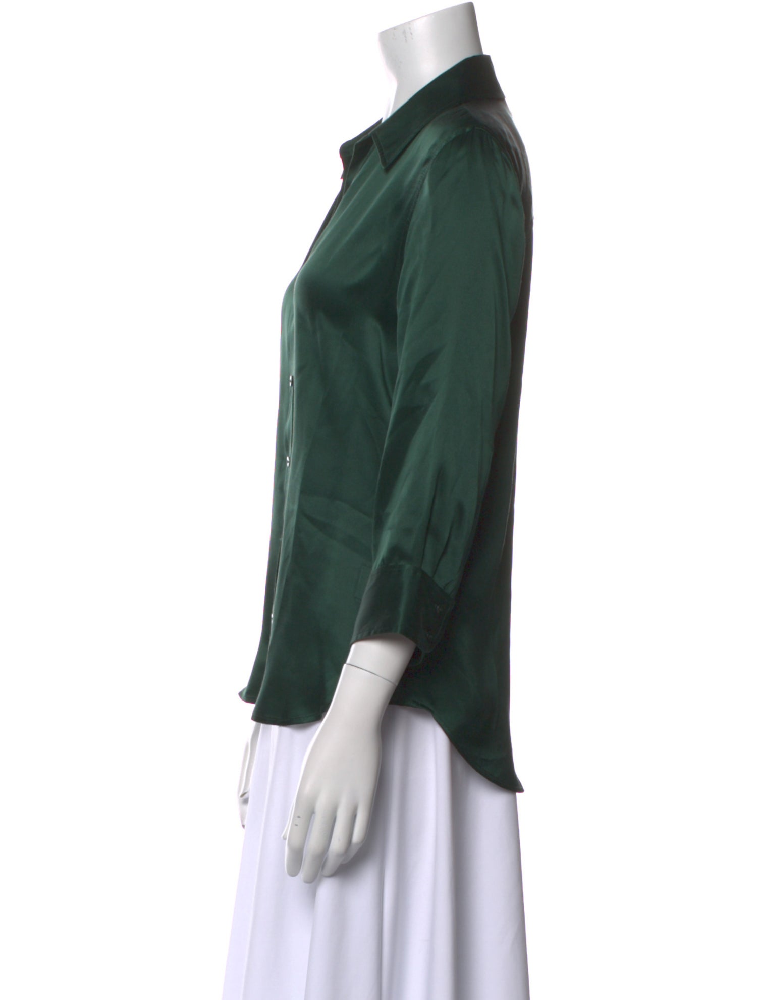 L'Agence Silk Three-Quarter Sleeve Button-Up Top