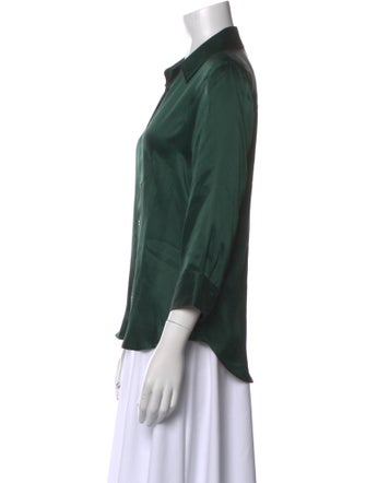 L'Agence Silk Three-Quarter Sleeve Button-Up Top