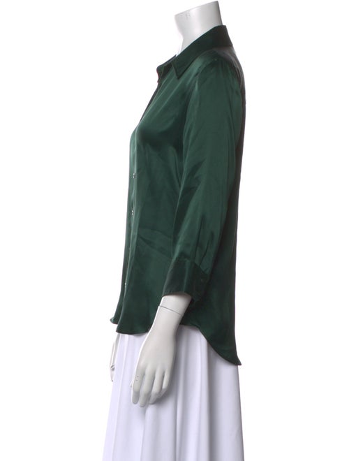 L'Agence Silk Three-Quarter Sleeve Button-Up Top